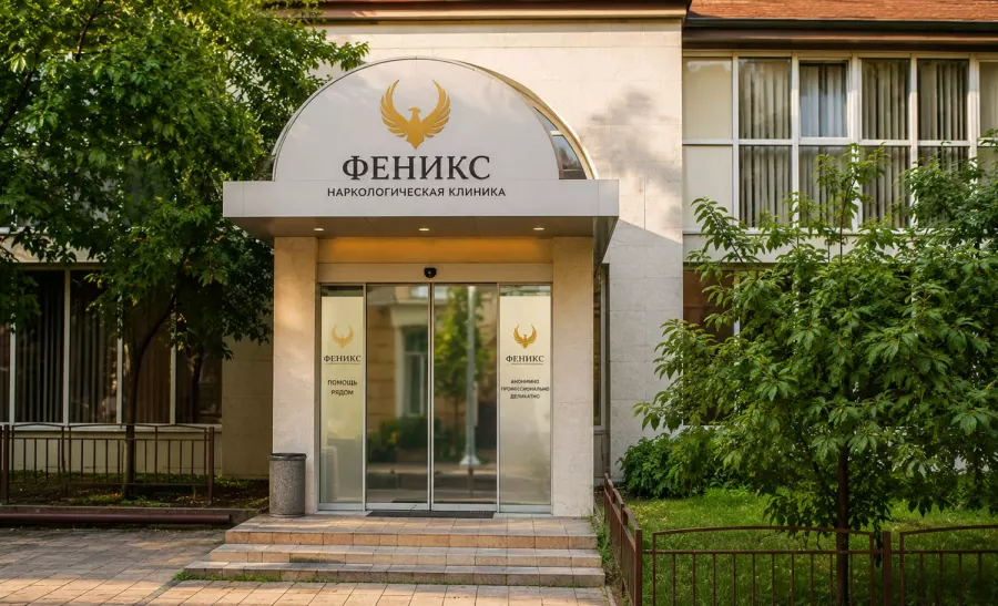 Вход в наркологическую клинику «Феникс» в Козельске